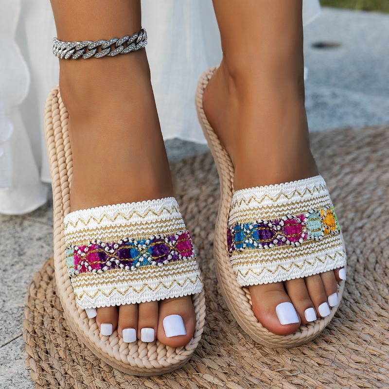 Women Slippers Outdoor Flat De - đánh giá và giá Ethnic Modern Fashion